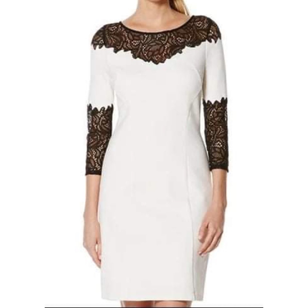 NWT Laundry by Shelli Segal Sleeve A-Line Dress with Lace Yoke Detail